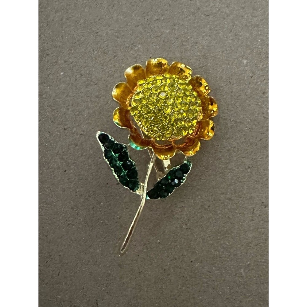 Yellow Sunflower Crystal Brooch - Women Jewelry